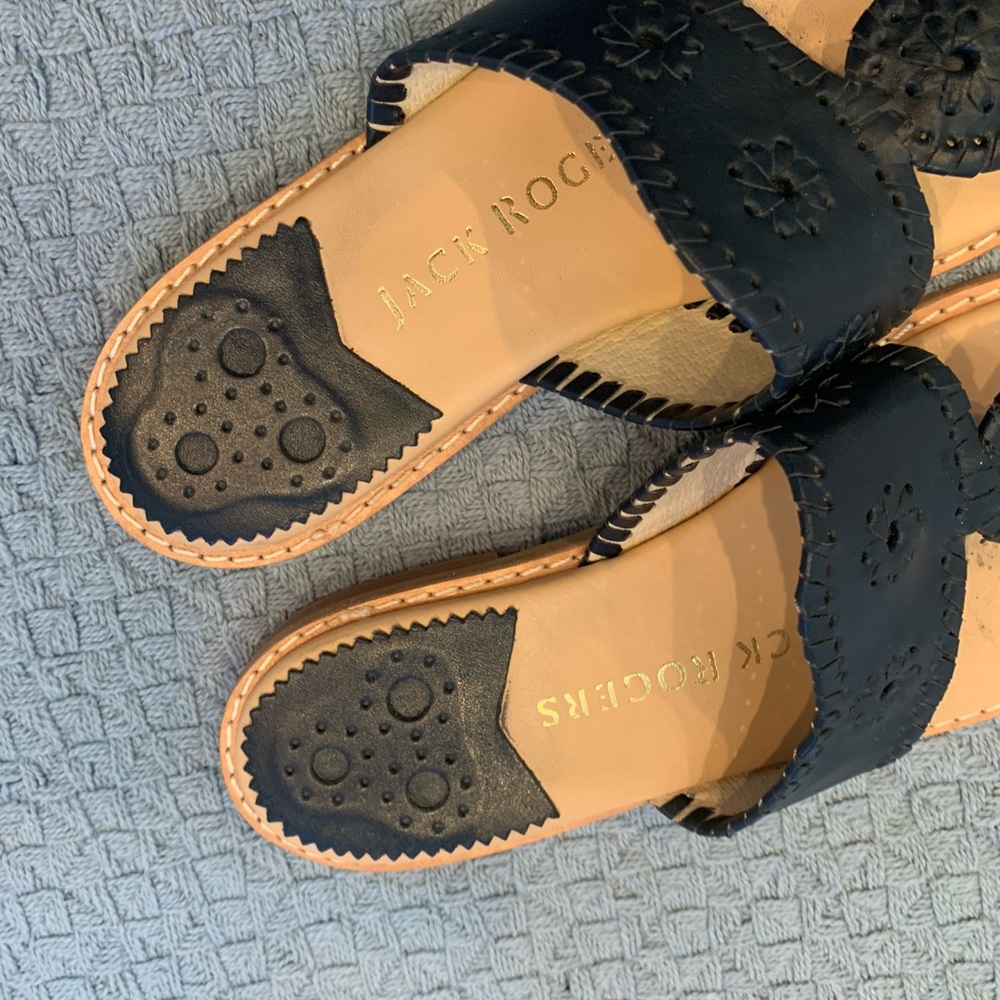 Jack Rogers Navy Sandals with Medallion Design - Picture 3 of 6